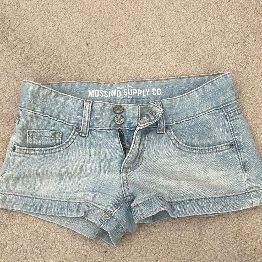 Mossimo Supply Co. Blue Jean Shorts Light Wash Distressed